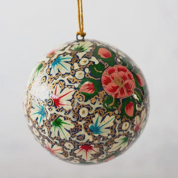 Bollywood Christmas Homewares Bollywood Floral Bauble Pink & Navy