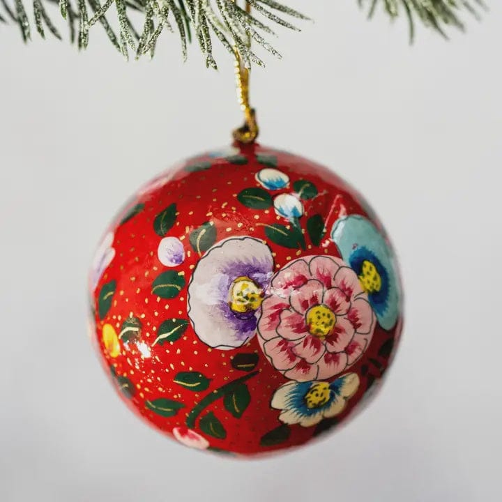 Bollywood Christmas Homewares Bollywood Floral Bauble Red