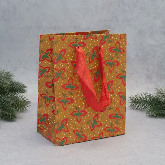 Bollywood Christmas Homewares small Bollywood Tri-Leaf Gift Bag Gold