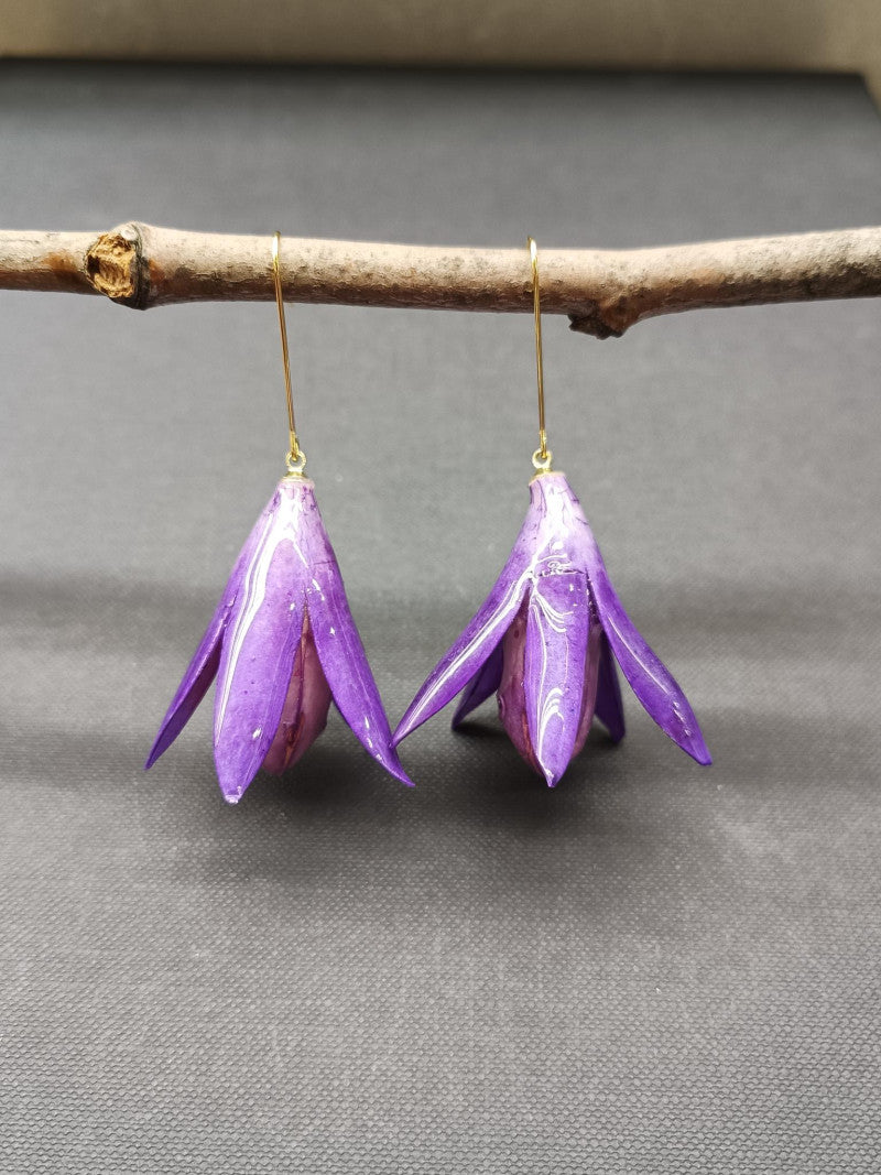 Resin Dried Violet Bluebell Earrings - Precious Sparkle