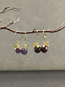 Aubergine Beaded Flower Earrings