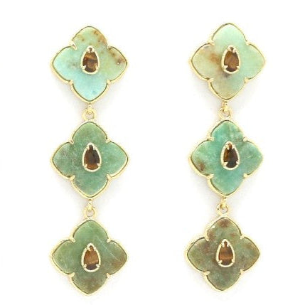 Three Clover Gemstone Earrings - Precious Sparkle