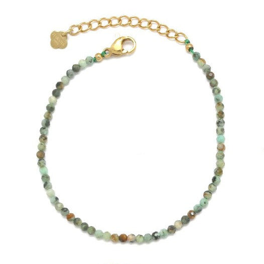 Green Gemstone Bead Bracelet - Precious Sparkle