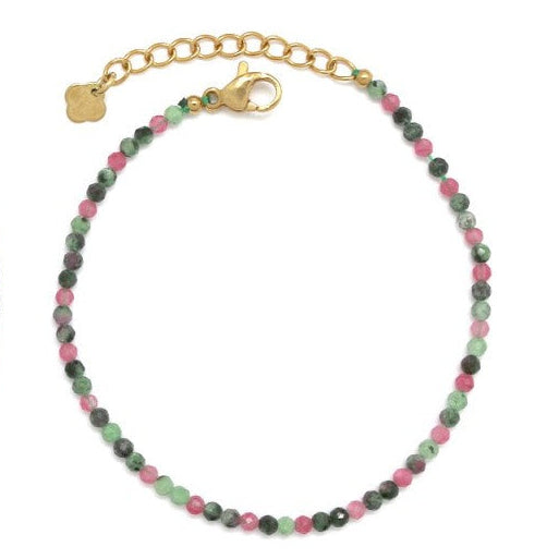 Pink & green beaded gem bracelet
