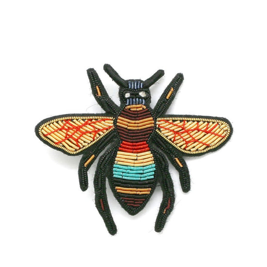 Multicoloured Embroidered Bee Brooch - Precious Sparkle