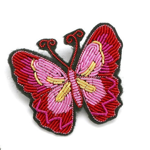 Pink Butterfly Embroidered Brooch - Precious Sparkle