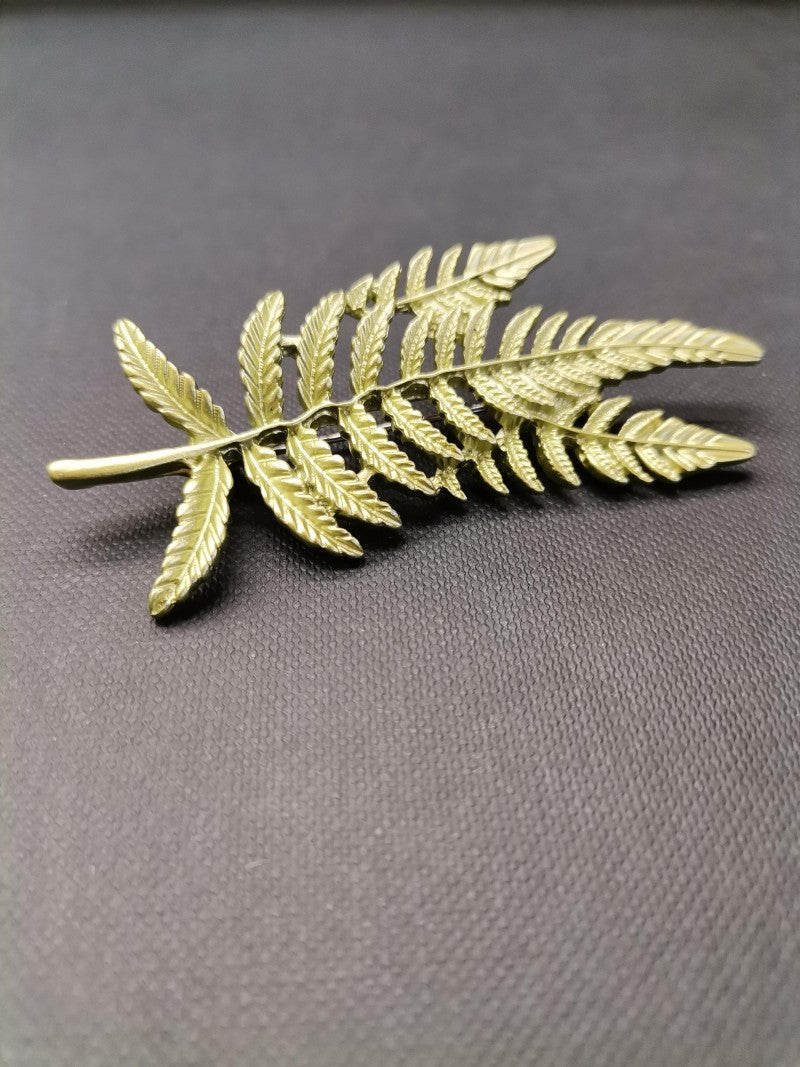 Leafy Fern Brooch Raw Bronze - Precious Sparkle