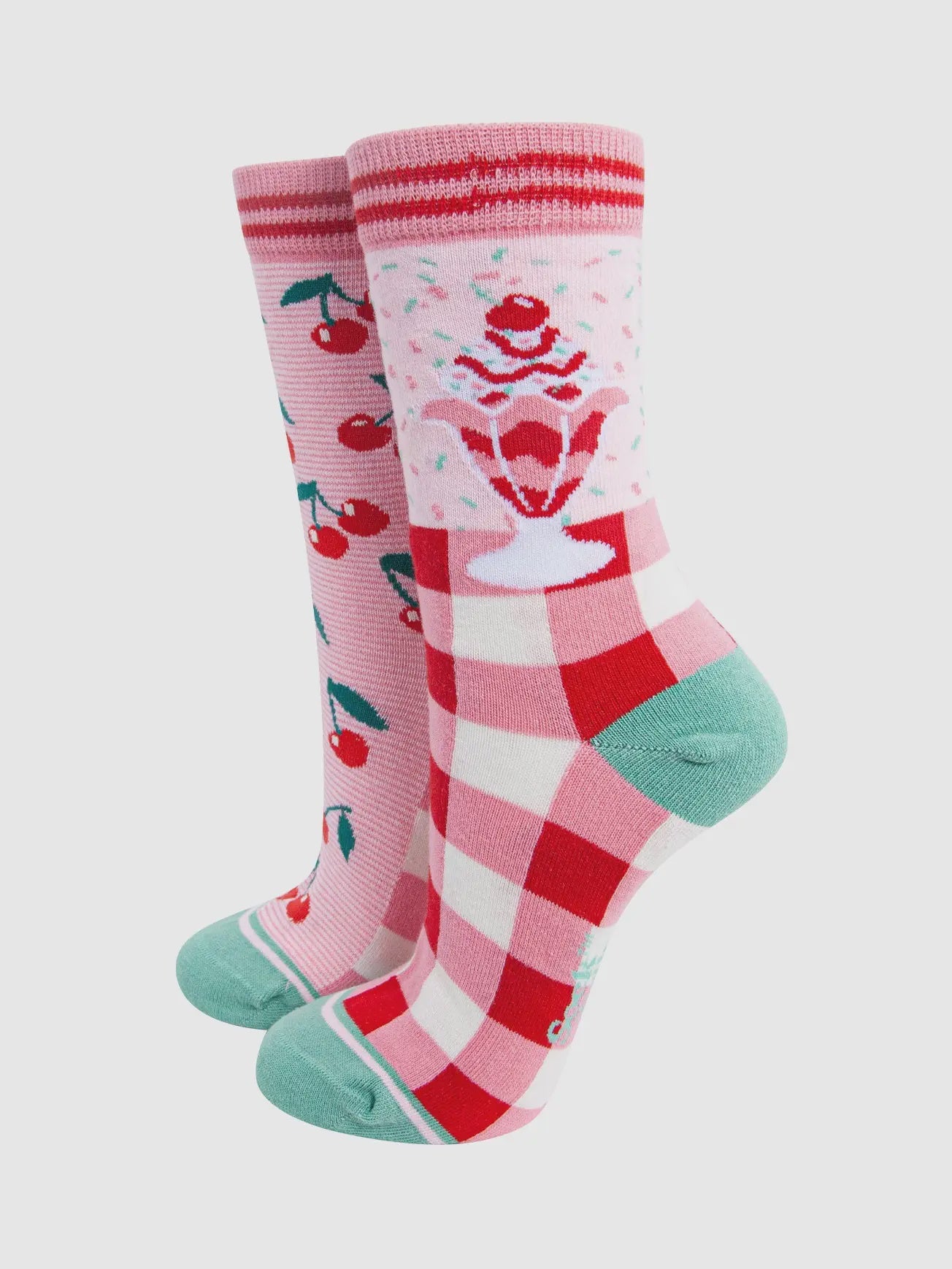 Sock Talk Cherry Ice Cream Sundae Cotton Odd Socks - Precious Sparkle