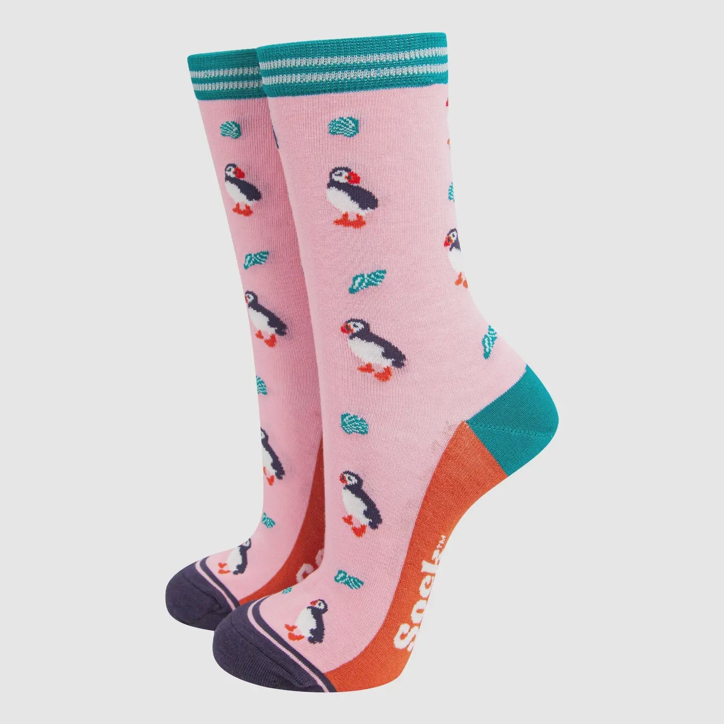 Sock Talk Women's Bamboo Socks - Pink, Puffin and Seashell