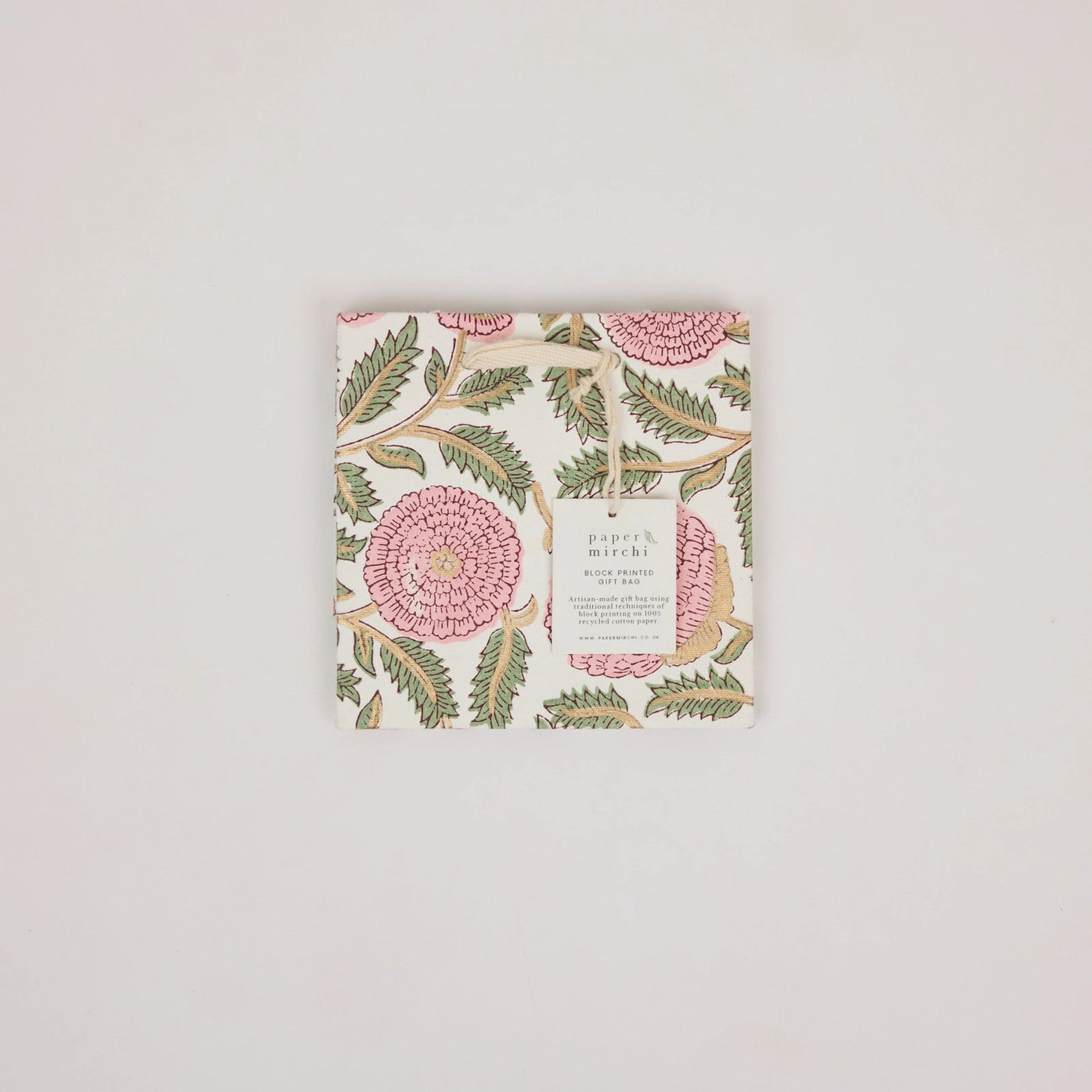 Hand Block Printed Gift Bags Small Blush Refresh - Precious Sparkle