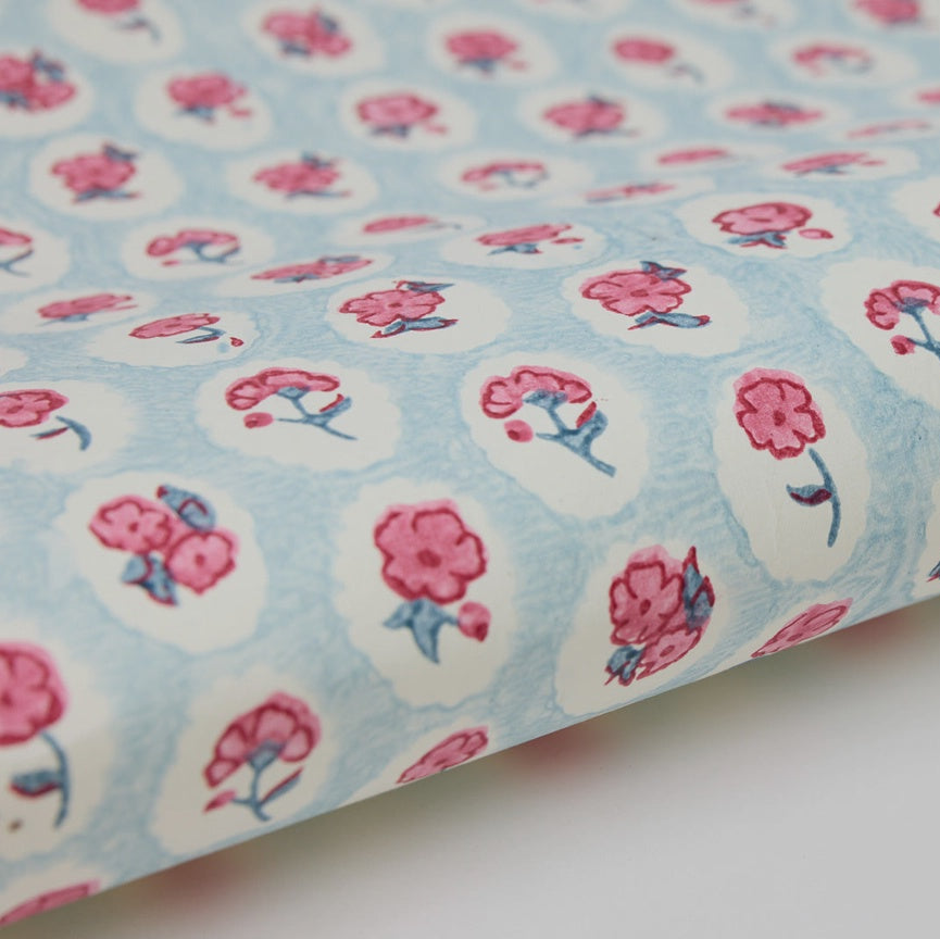 Paper Mirchi Block Printed Wrapping Paper Sheets Bp Scallop Tiles Pink Sorbet - Precious Sparkle