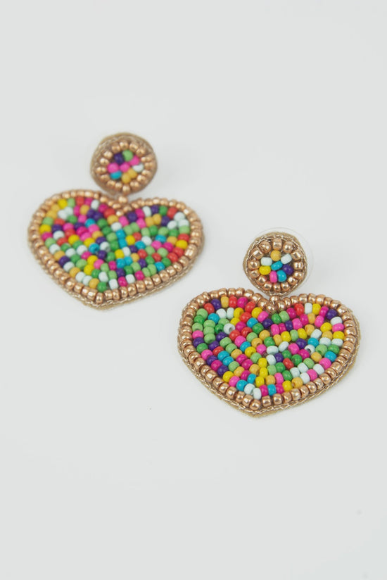 My Doris Rainbow Confetti Heart Drop Earrings