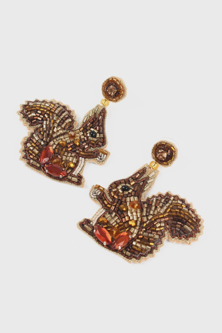 My Doris Squirrel Beaded Drop Earrings