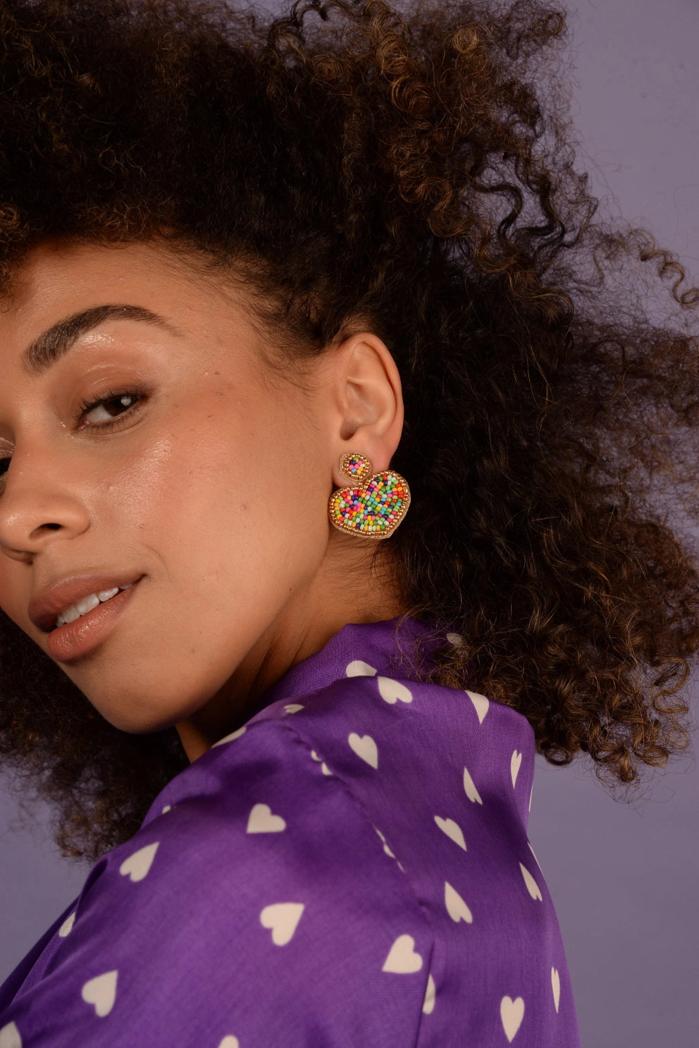 My Doris Rainbow Confetti Heart Drop Earrings