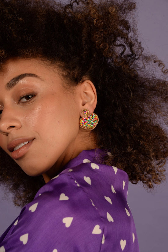 My Doris Rainbow Confetti Heart Drop Earrings