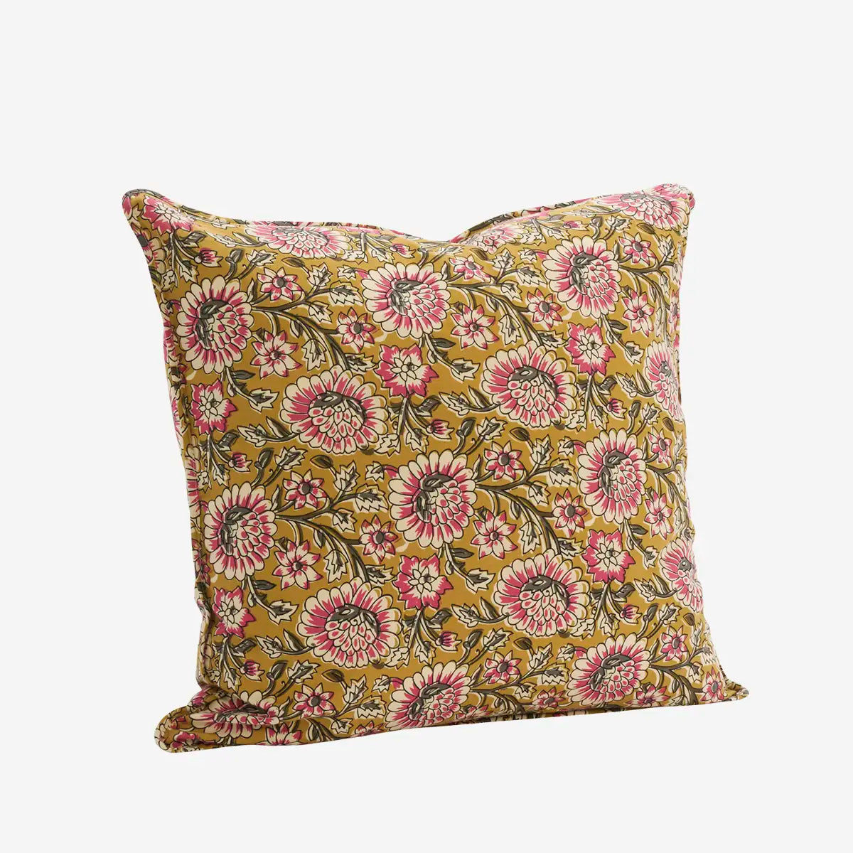 Madam Stoltz Printed Cushion Cover Mustard, Off white, Grey, Raspberry