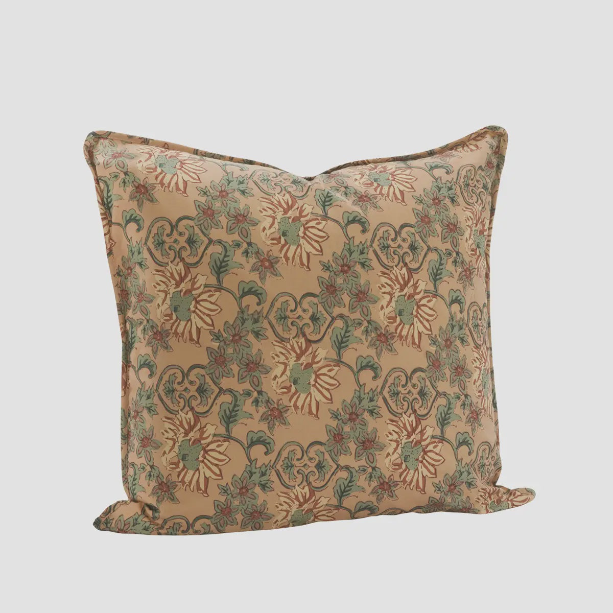 Madam Stoltz Printed Cushion Cover Peach, Sea Green, Brown, Sand