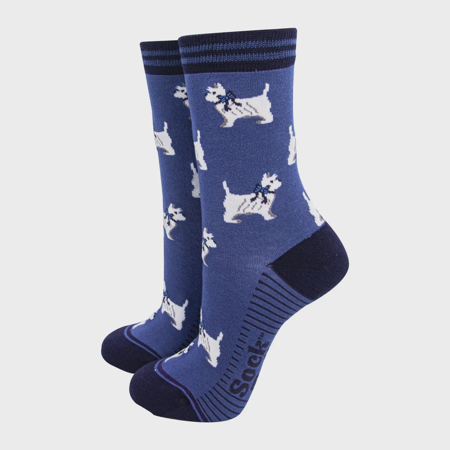 Sock Talk Women's Bamboo Socks Navy Blue, West Highland Terrier