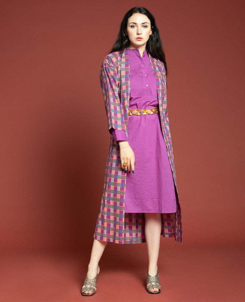 Les Touristes Checky Bright Coral Dressing Gown
