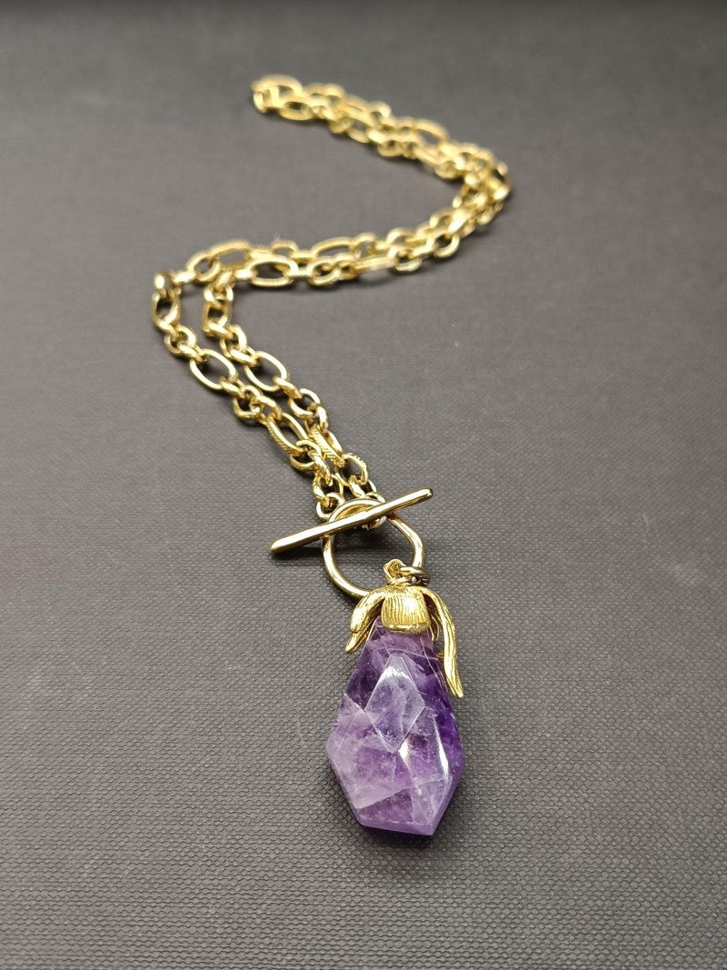 Amethyst Heavy Gold Chain Necklace