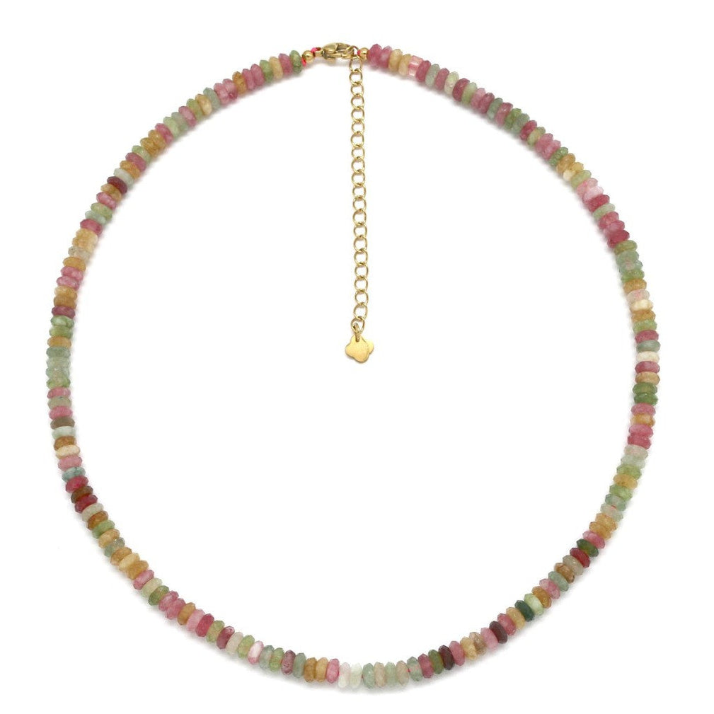 Multicolored beaded necklace on a white background with 'moon°c' and 'Habana' logos.