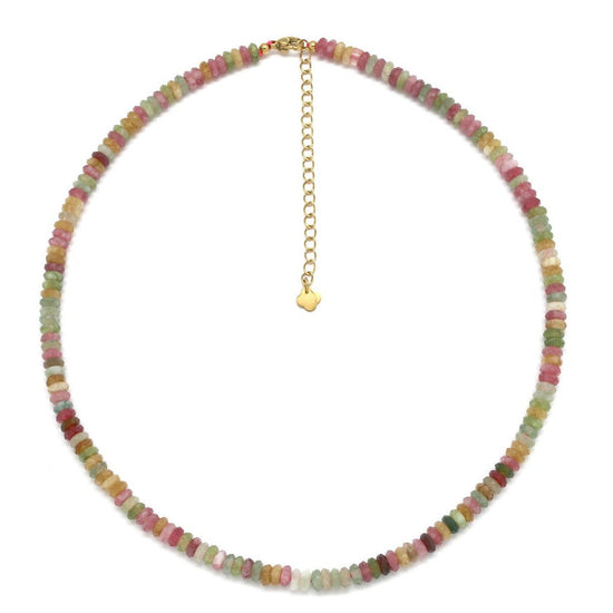 Multicolored beaded necklace on a white background with 'moon°c' and 'Habana' logos.