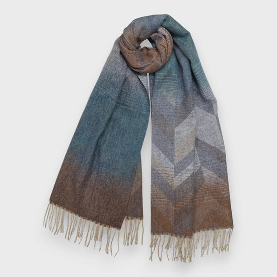 Aztec Print Wool Blend Winter Scarf Teal