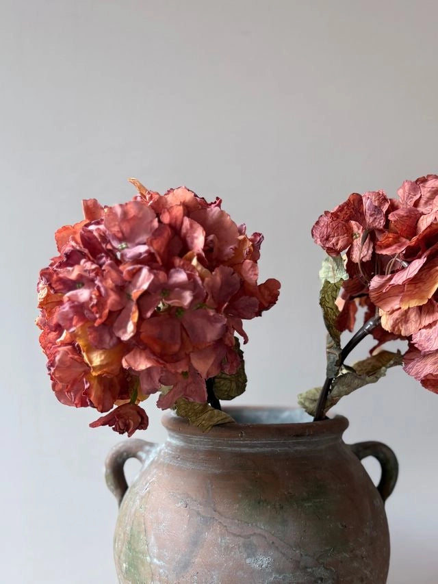 Vintage Hydrangea Stem - Rust Orange - Precious Sparkle
