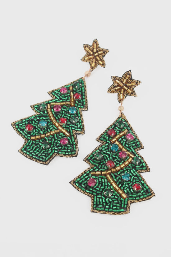 My Doris Christmas Tree Earrings Gold Stars