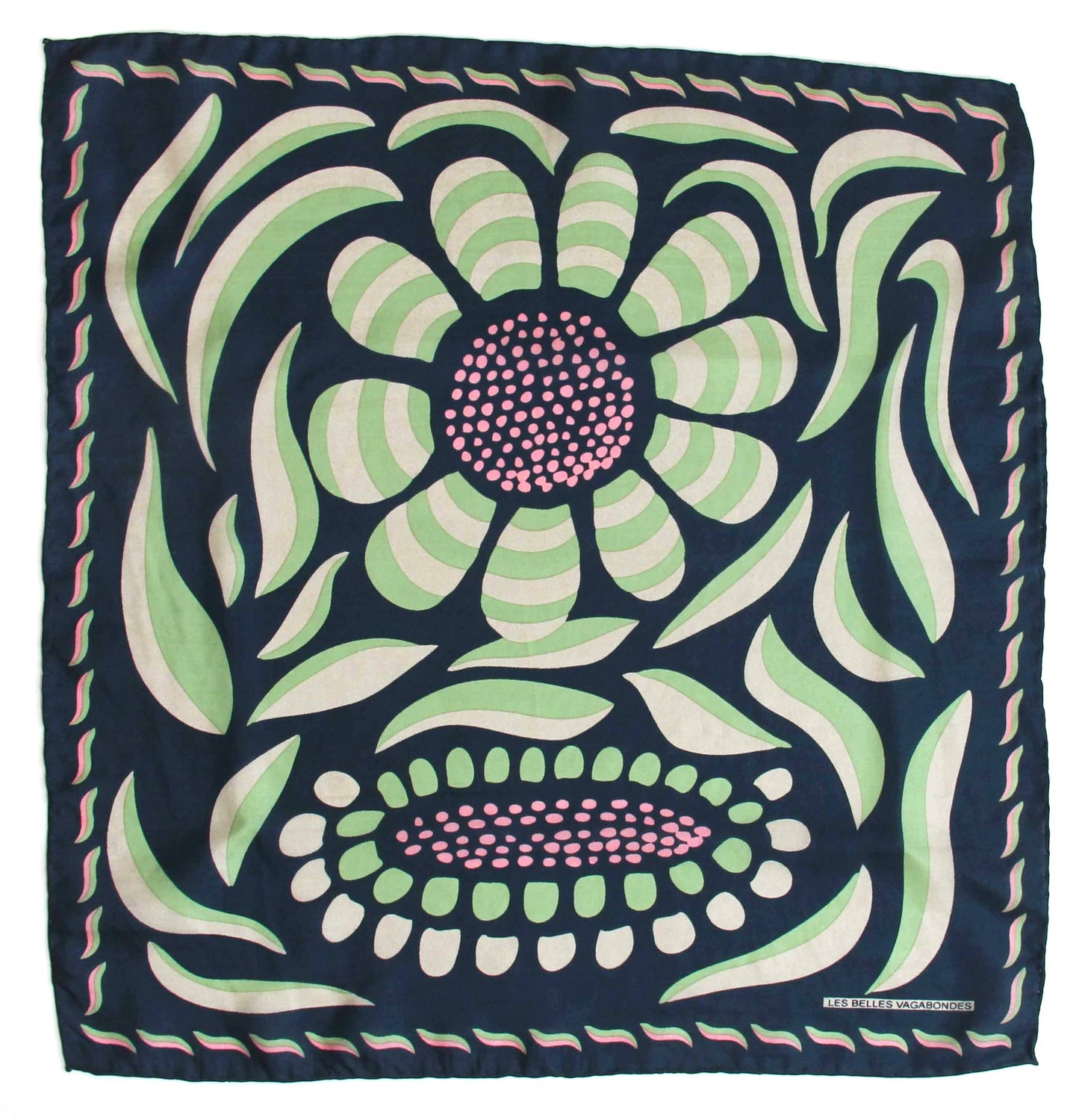 Les Belles Vagabondes Mini Forget-me-not Marine Navy Silk Scarf