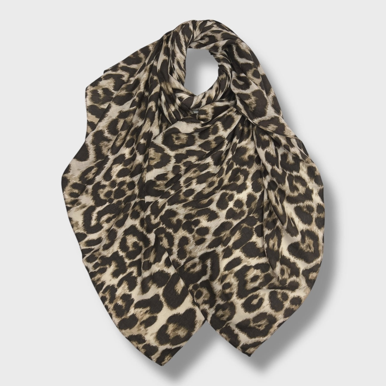 Classic Leopard Print Scarf Taupe
