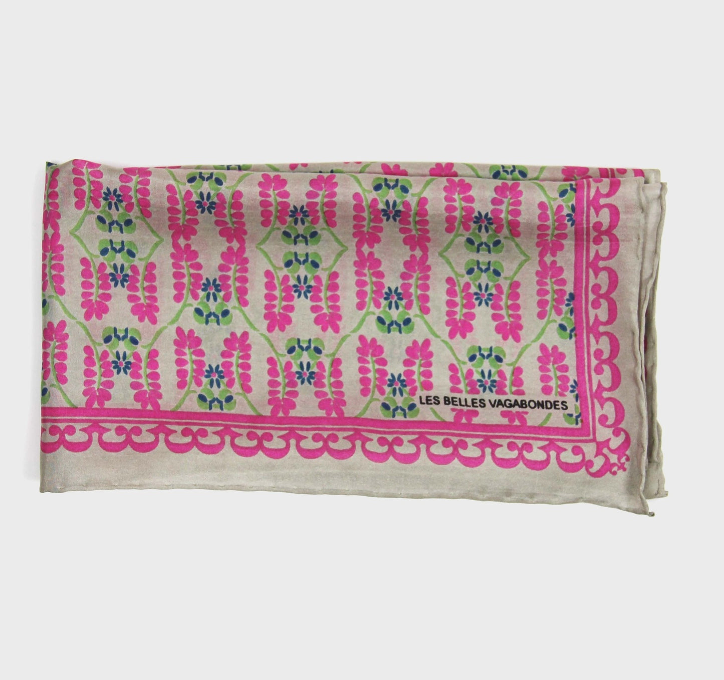 Les Belles Vagabondes Mini Albertine Fuchsia Silk Scarf - Precious Sparkle