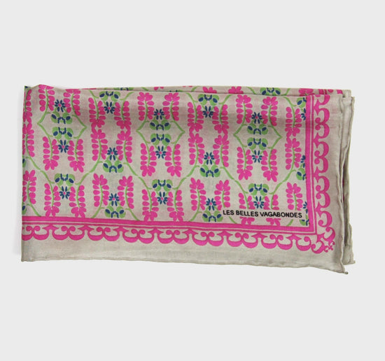 Les Belles Vagabondes Mini Albertine Fuchsia Silk Scarf - Precious Sparkle