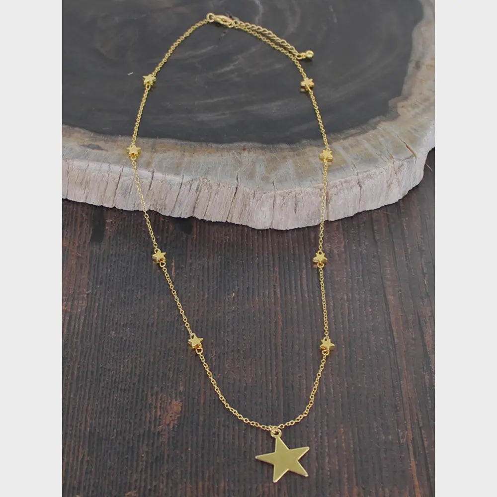 Suzie Blue Delicate Star Necklace Gold - Precious Sparkle