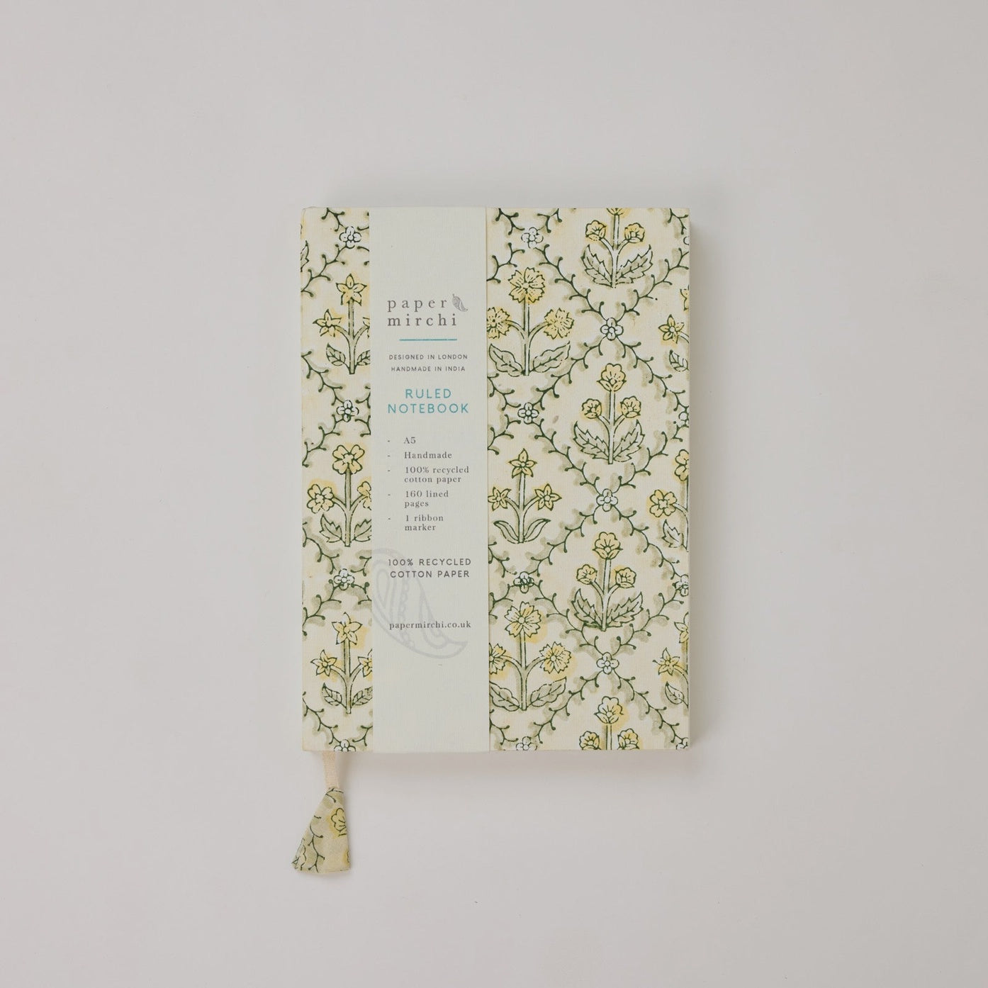 Paper Mirchi A5 Ruled Notebook- Floral Lattice Buttercream