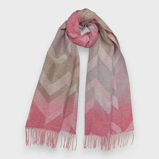 Aztec Print Wool Blend Winter Scarf Pink