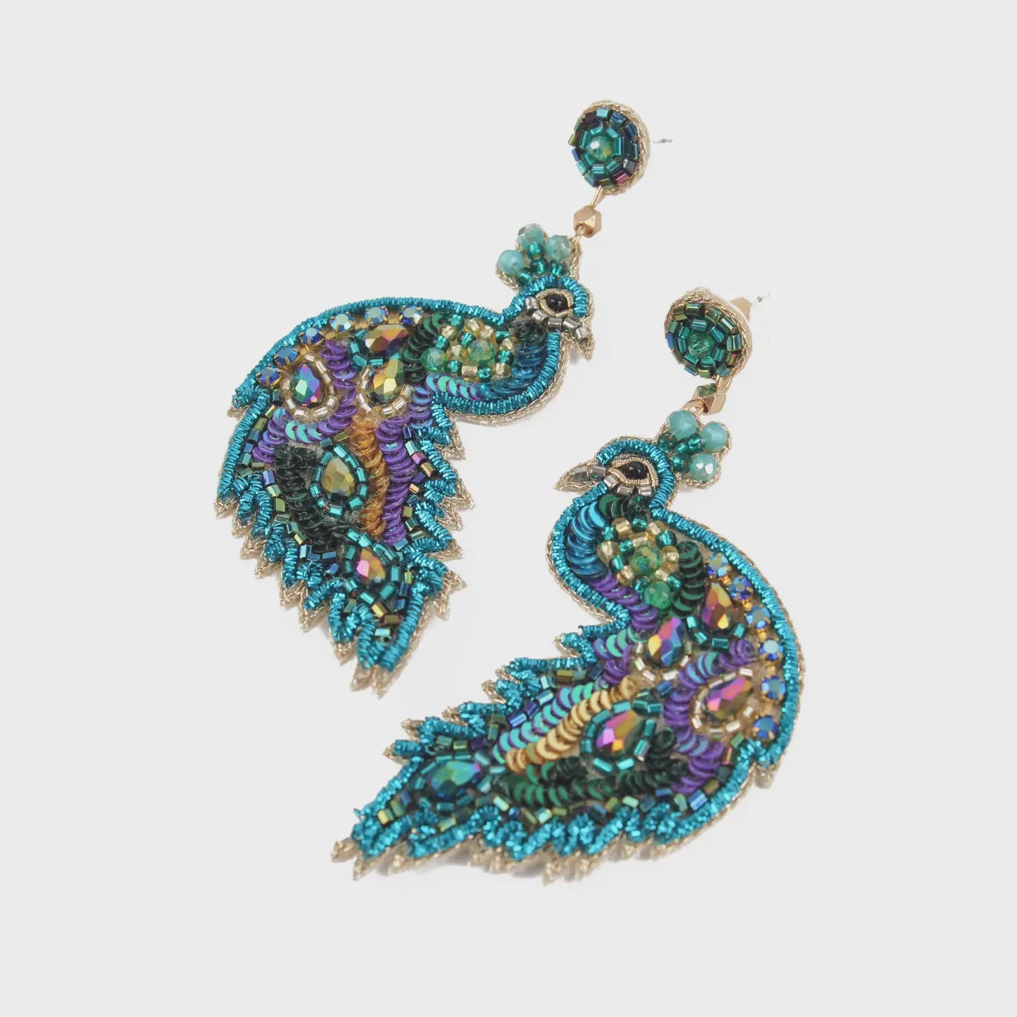 My Doris Beaded Peacock Earrings
