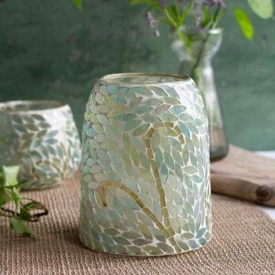 De Weldaad Homewares Seagreen Glass Mosaic Vase