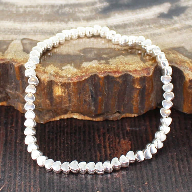 Suzie Blue Elasticated Heart Bracelet - Precious Sparkle