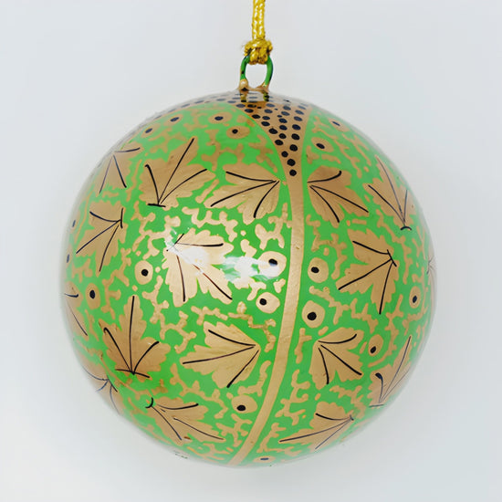 Fair Trade Green Bauble - Central Leaves - Precious Sparkle