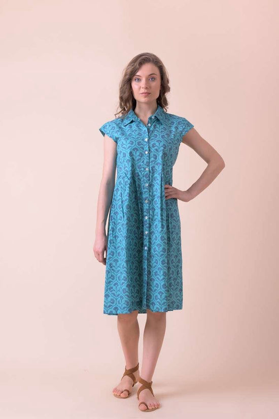 Dream Fashion Handprint Dream Apparel Arlington Dress Kajri Teal