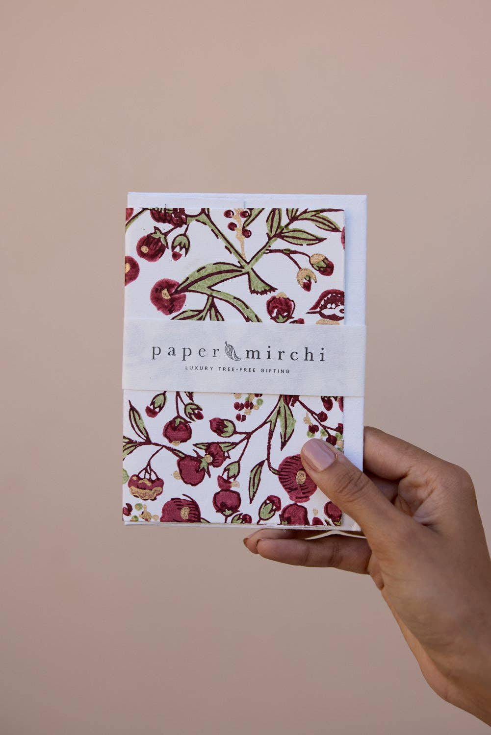 Paper Mirchi Hand Block Printed Greeting Card  Songbird Scarlet