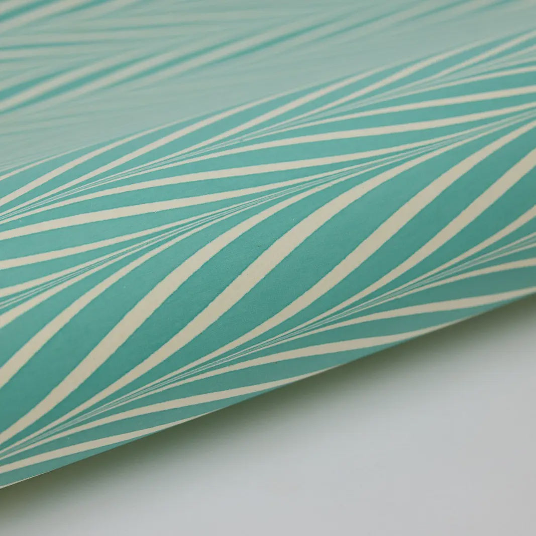 Paper Mirchi Hand Marbled Wrapping Paper - Candy Stripes Turquoise
