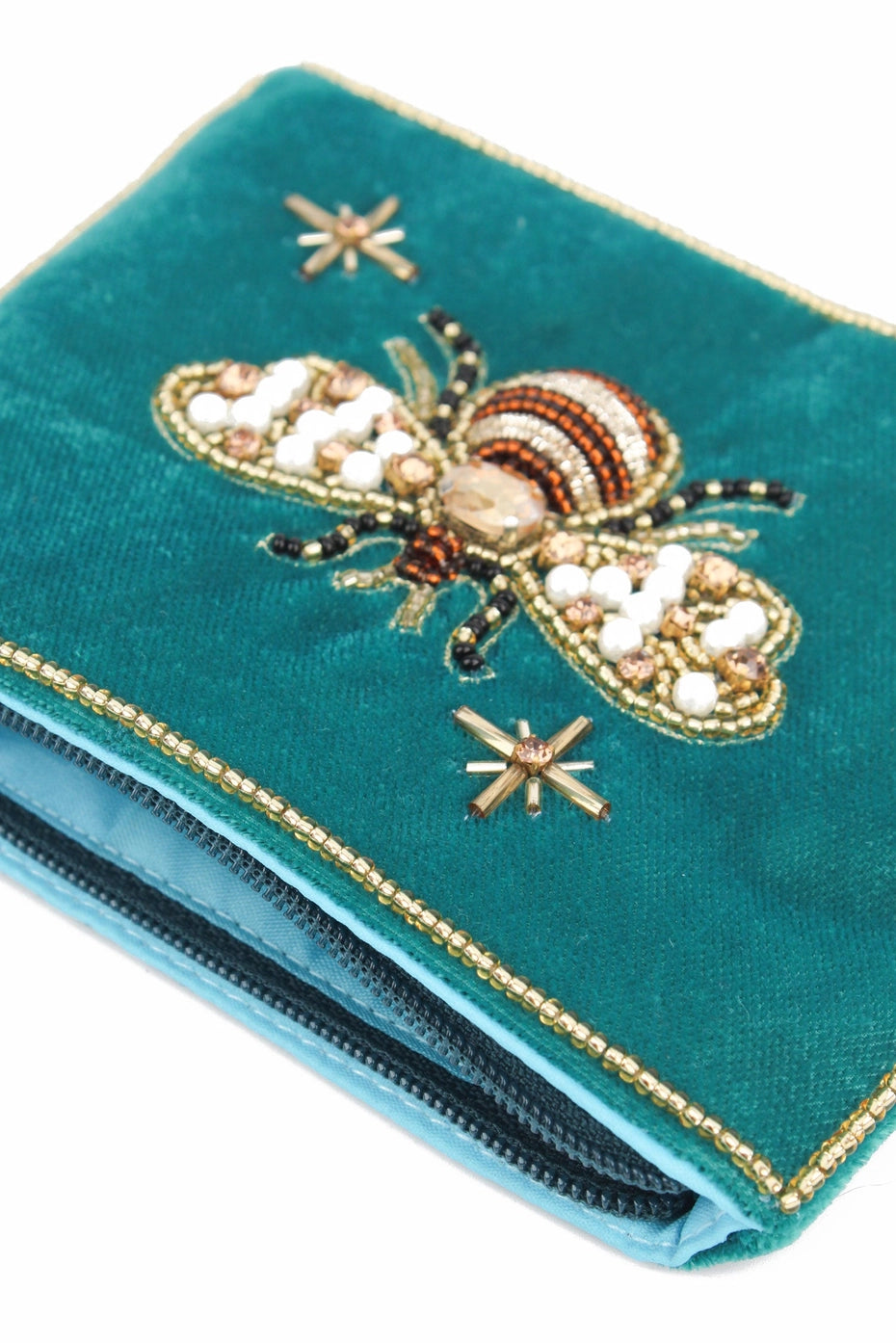 My Doris Teal Golden Bee Small Purse