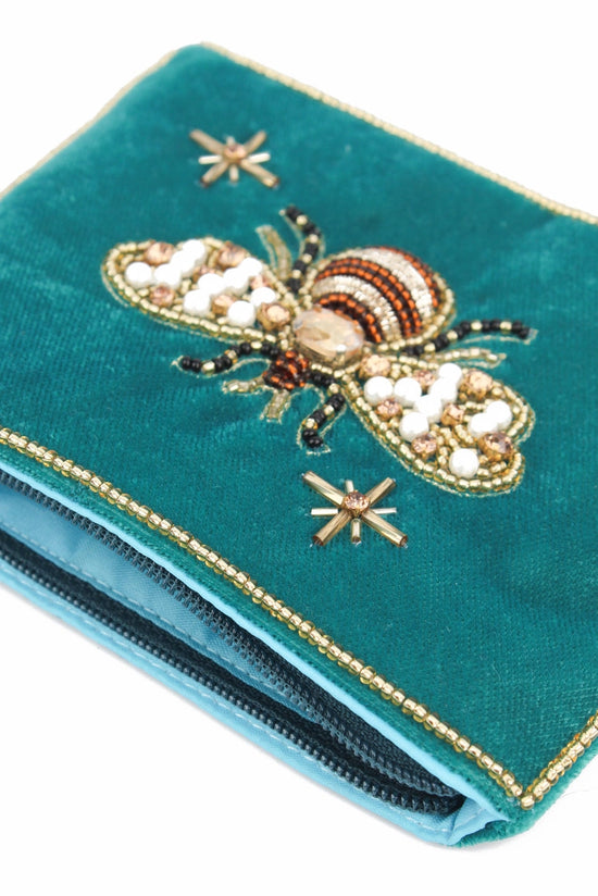 My Doris Teal Golden Bee Small Purse