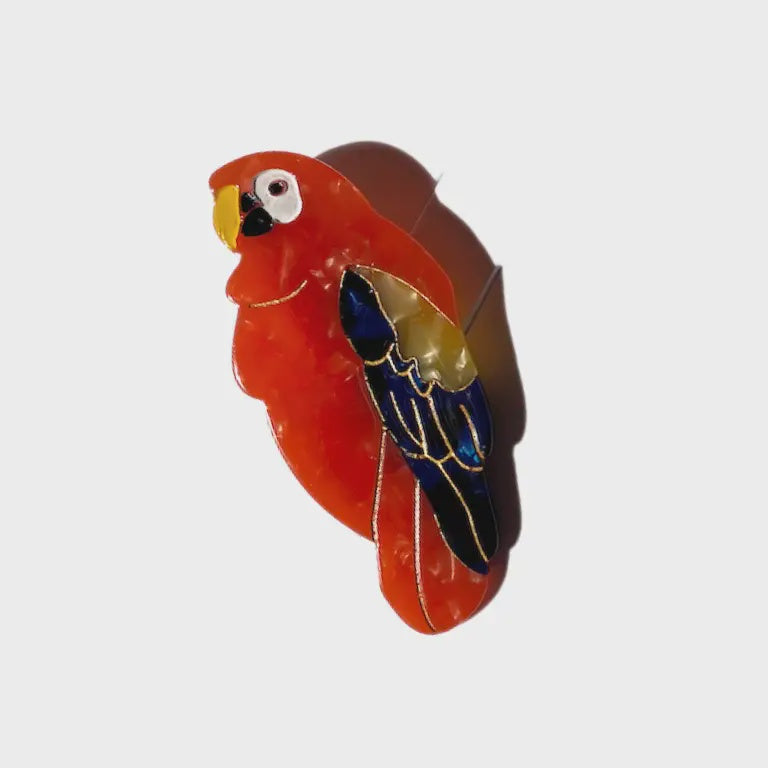 Hand-Painted Parrot Bird Barrette Hair Clip