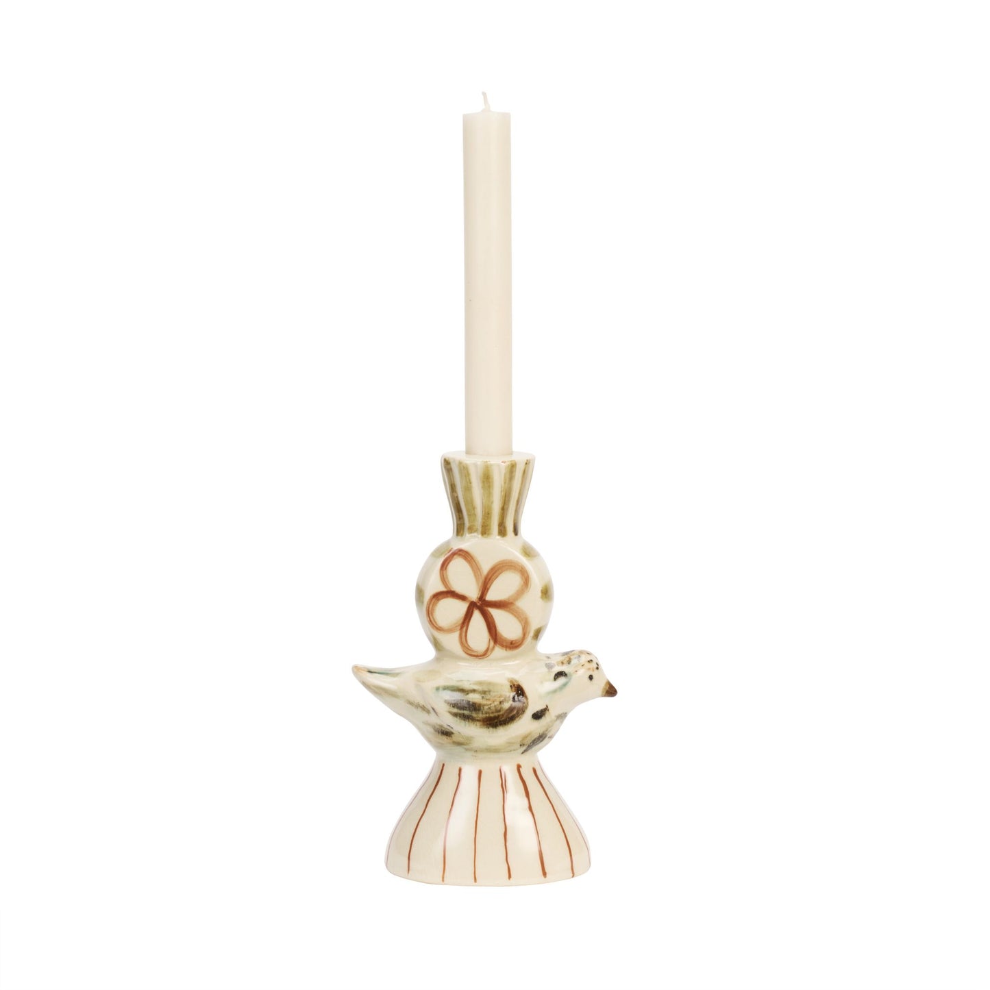 Madame Stoltz Hand-painted Candle Holder w/ bird