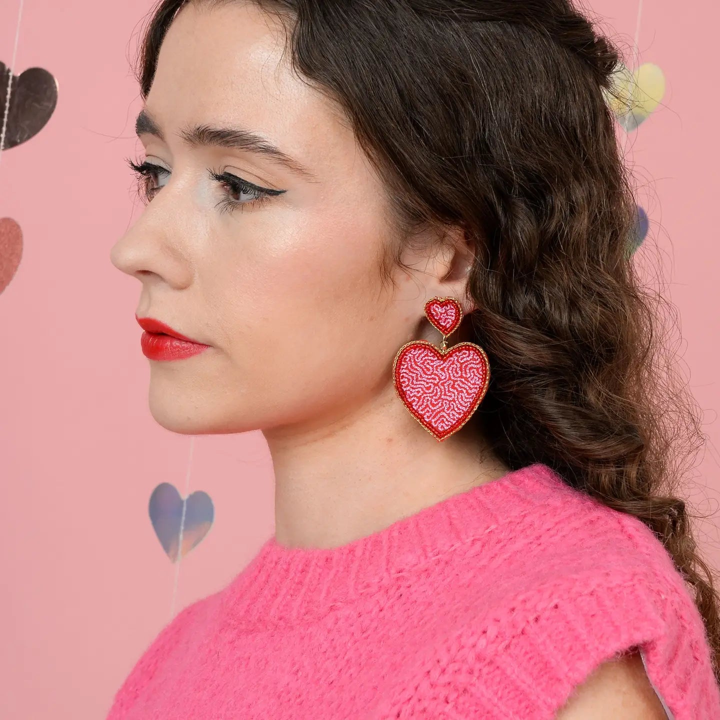 My Doris Light Pink Swirl Heart Earrings - Precious Sparkle