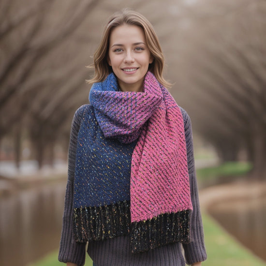 Sabe Speckled Thick Winter Scarf Pink/Blue - Precious Sparkle