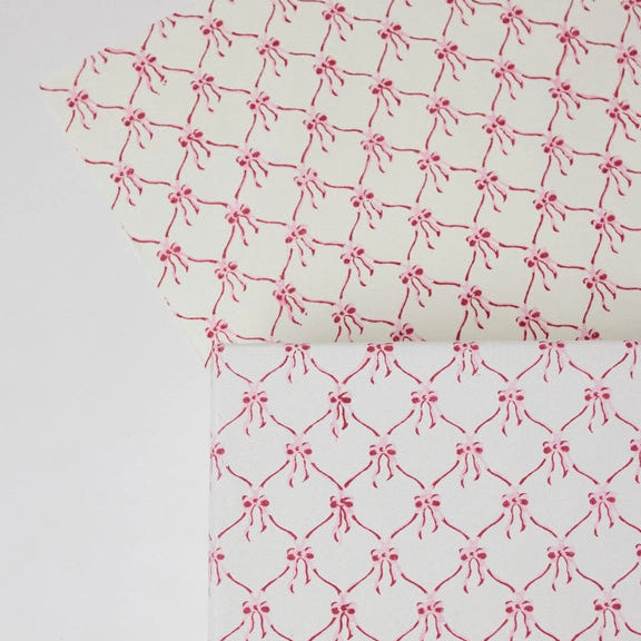 Paper Mirchi Block Printed Wrapping Paper Sheets Bp Bows Pink Sorbet - Precious Sparkle